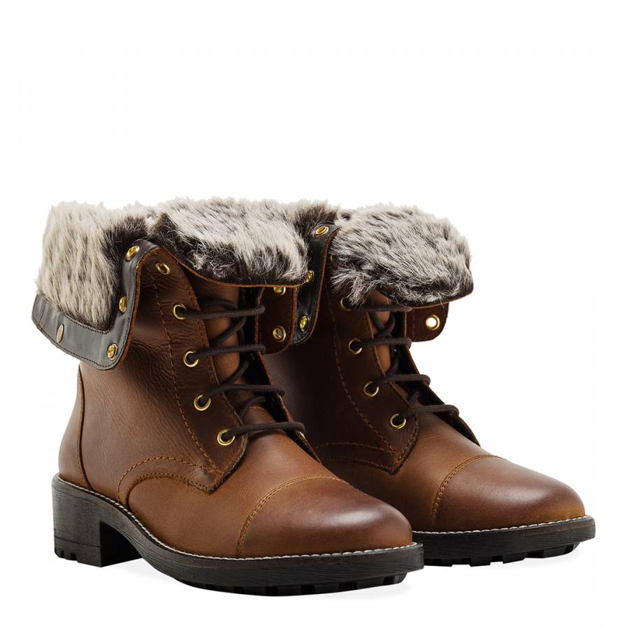 Ladies Brown Warm Lined Ankle Boots - BrandAlley