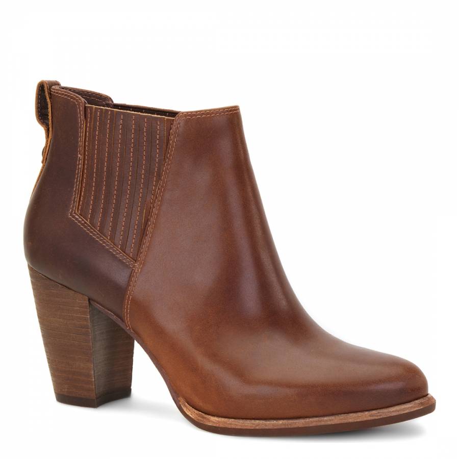 Brown Leather Poppy Sheepskin Lined Chelsea Boots - BrandAlley