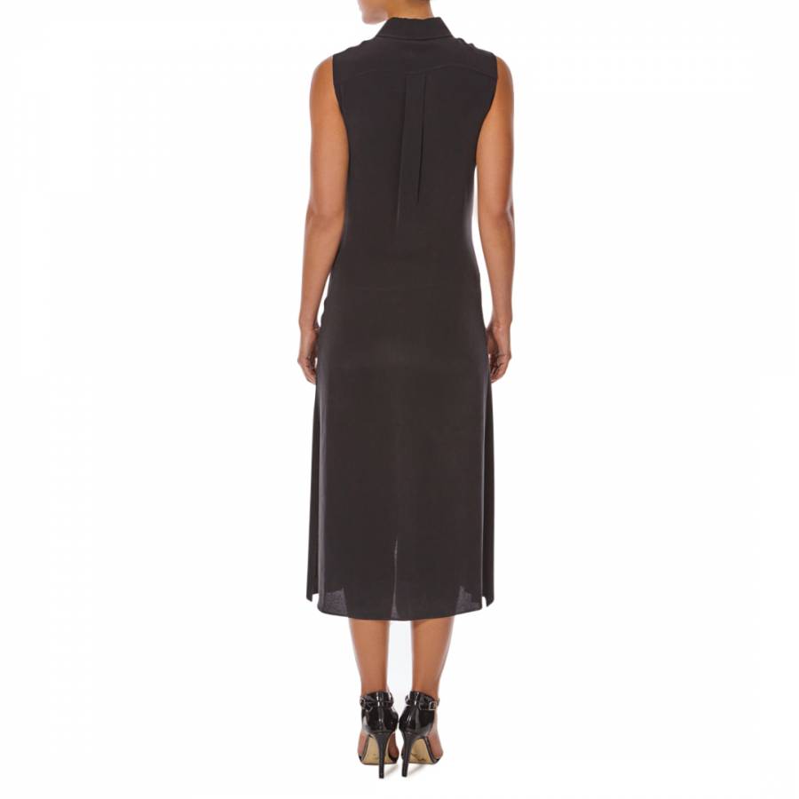 Black Alto Full Length Shirt Matte Silk Dress - BrandAlley