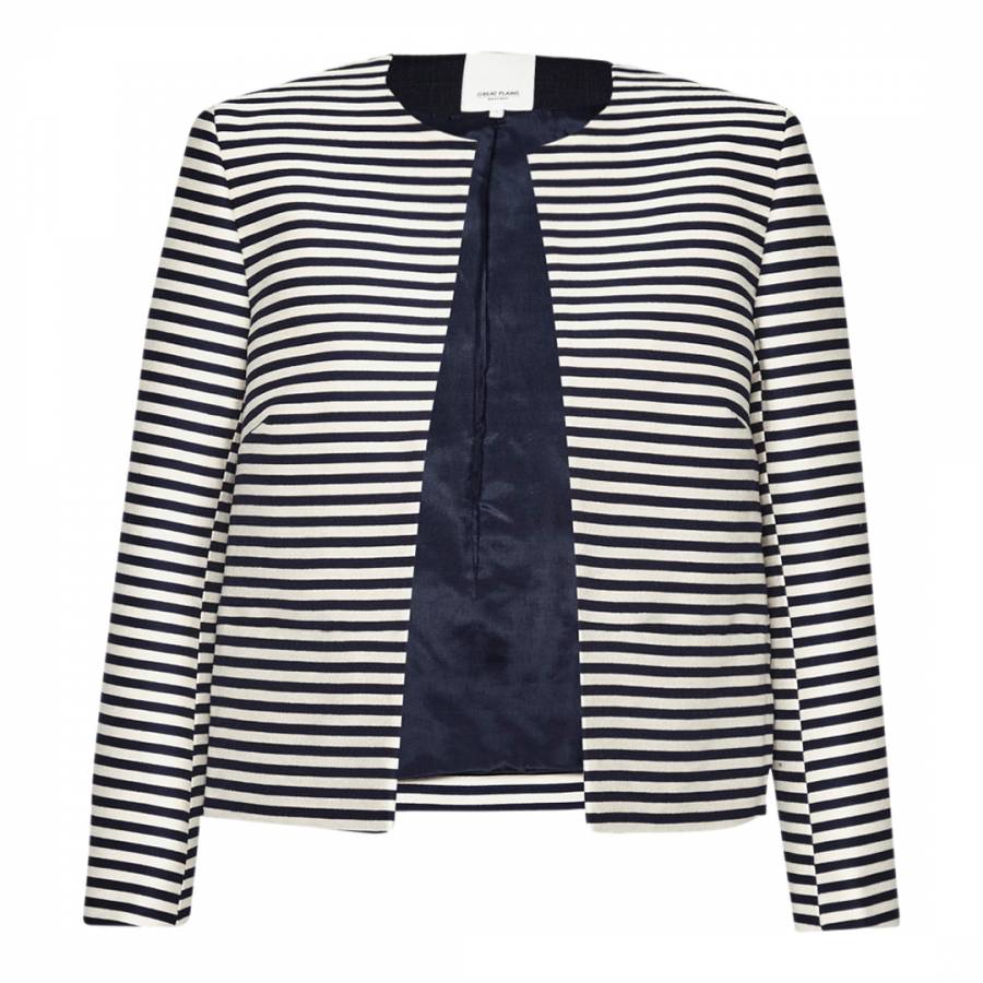 Navy/Seasalt Bella Breton Stripe Jacket - BrandAlley