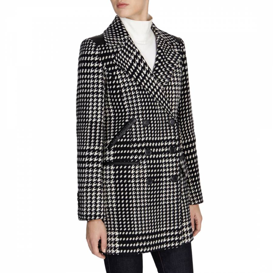 Black/White Graphic Check Houndstooth Coat - BrandAlley