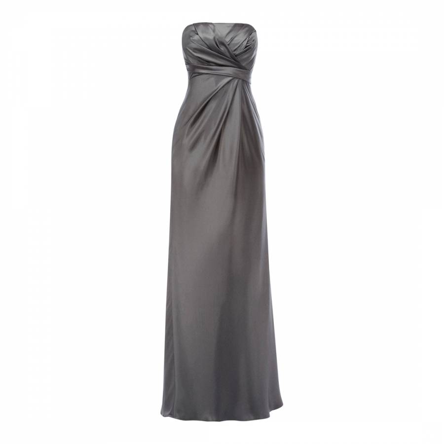 grey satin maxi dress