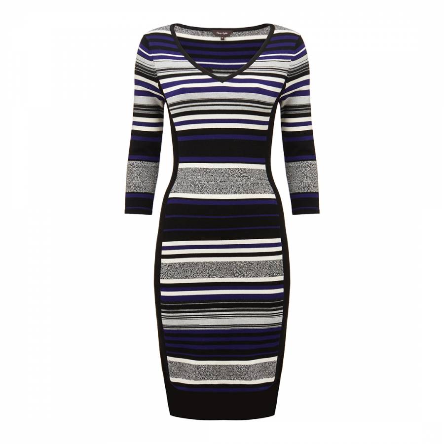 Cobalt Blue Fianna Stripe V Neck Dress - BrandAlley