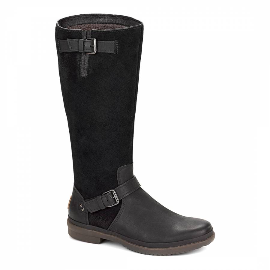 Black Thomsen Suede and Leather Sheepskin Lined Boots - BrandAlley
