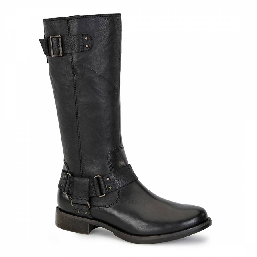 Black Leather Damien Long Boots - BrandAlley