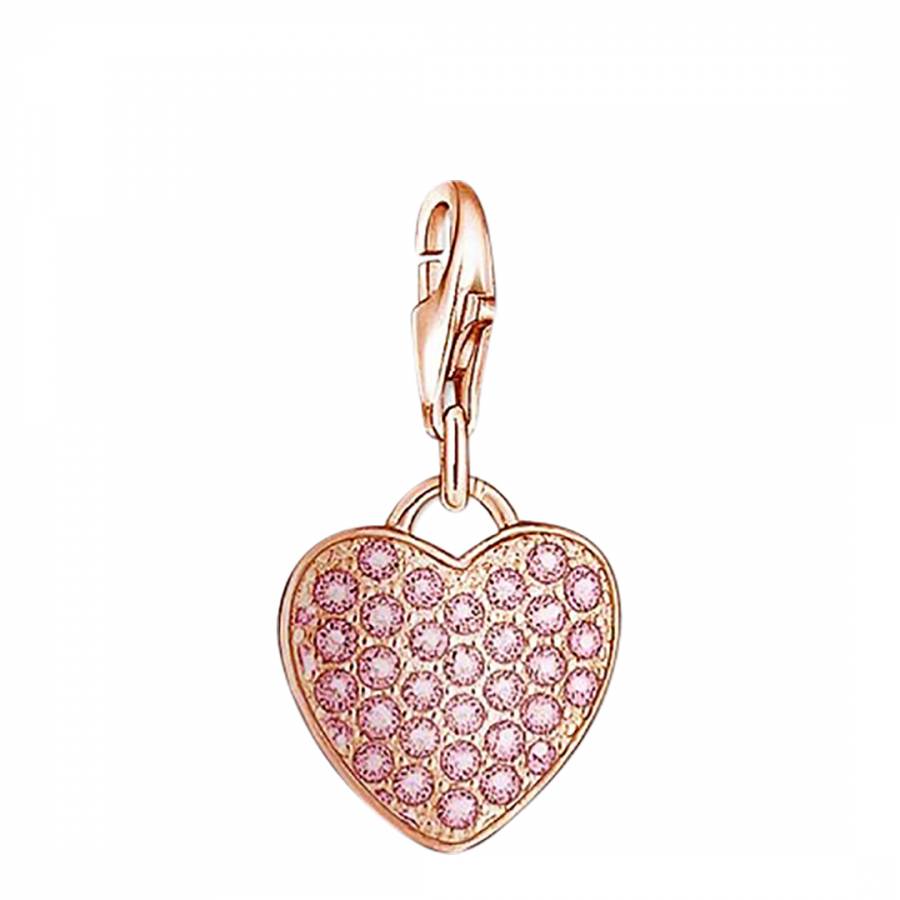 18ct Rose Gold Plated/Cubic Zirconia Heart Charm - BrandAlley