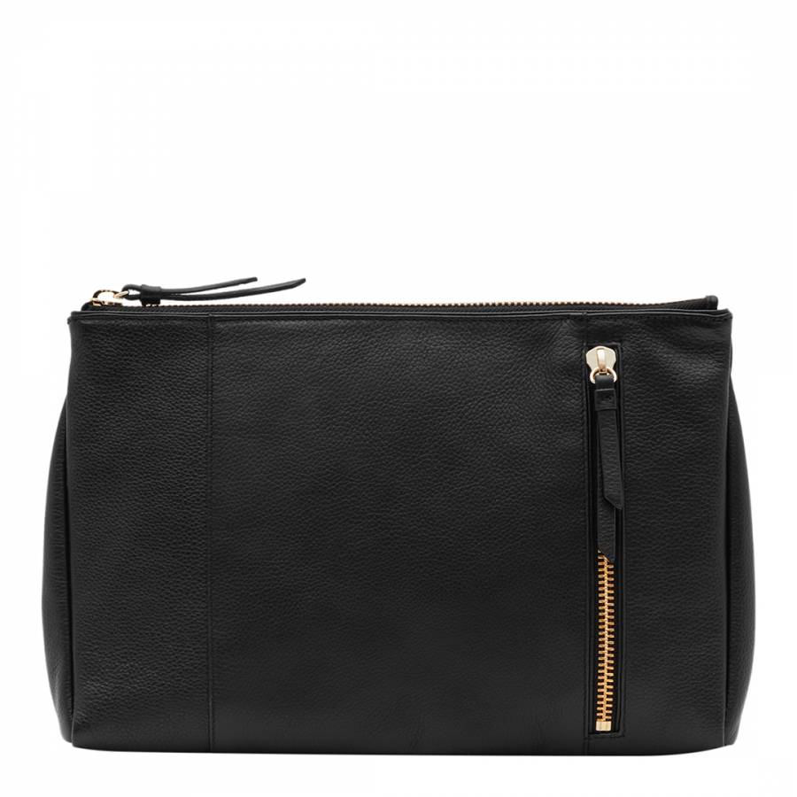 Black Leather Oversized Clutch Bag - BrandAlley