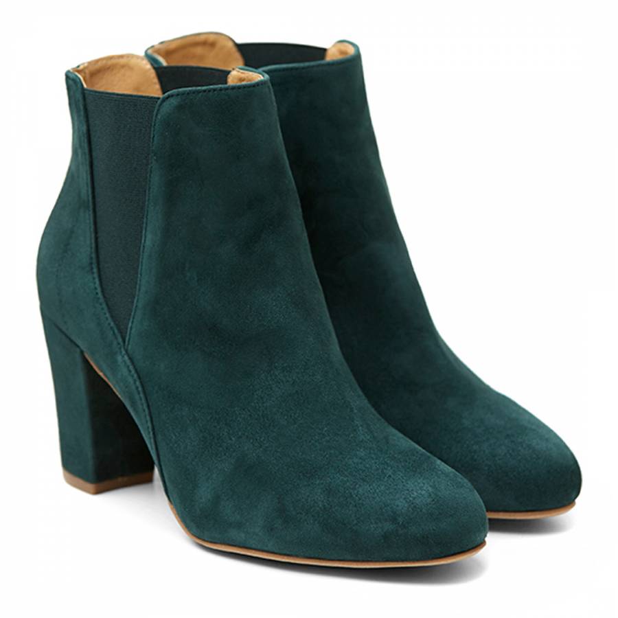 Green Suede April Ankle Boots - BrandAlley
