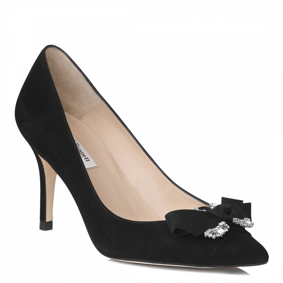 Black Suede Embellished Primrose Court Shoes - BrandAlley