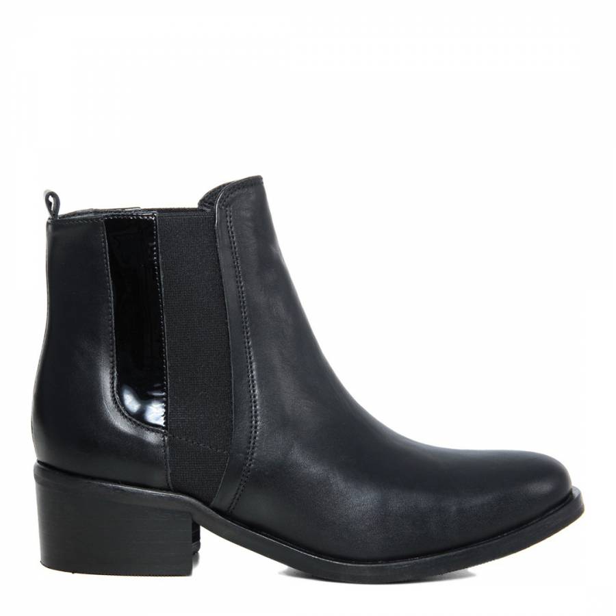 Black Leather Chunky Sole Chelsea Boots - BrandAlley