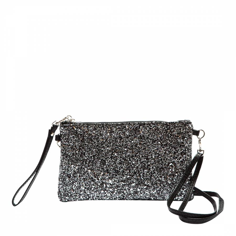 Black Glitter Clutch Bag - BrandAlley