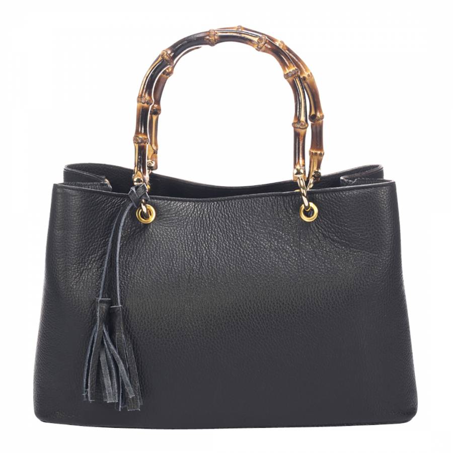 Black Leather Top Handled Handbag - BrandAlley