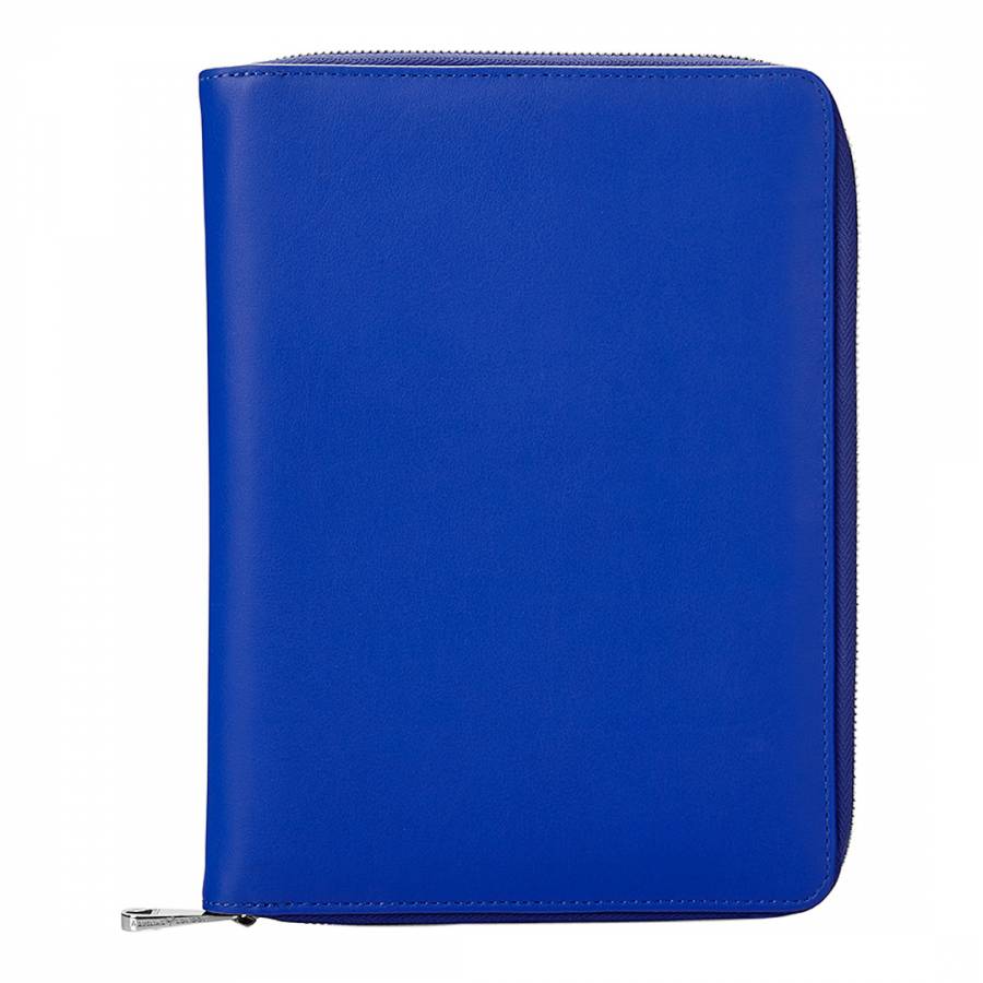 Cobalt Blue/Black Leather Zipped Padfolio Cover A5 BrandAlley