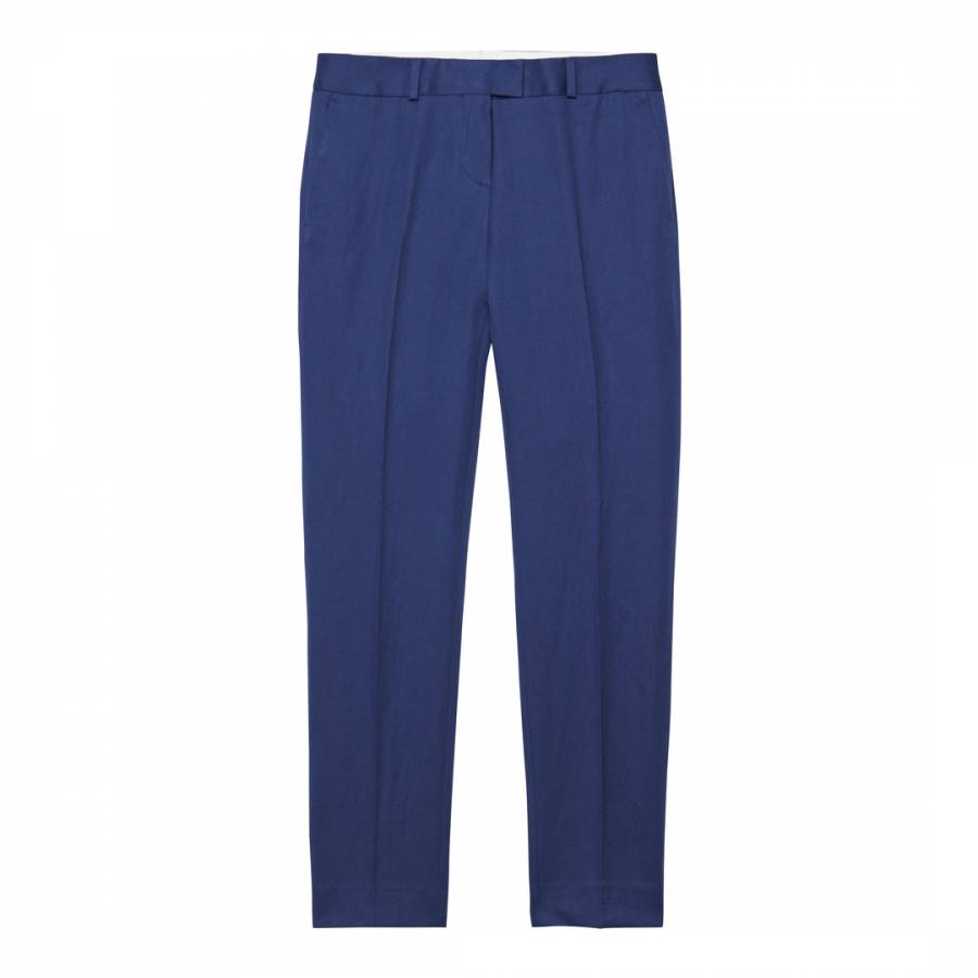 Blue Tailored Cotton Trousers - BrandAlley