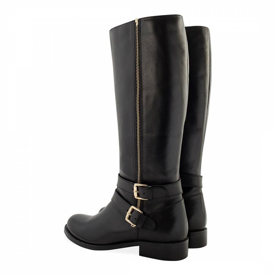 Ladies Black Leather Margaretta Twin Zip Boots - BrandAlley