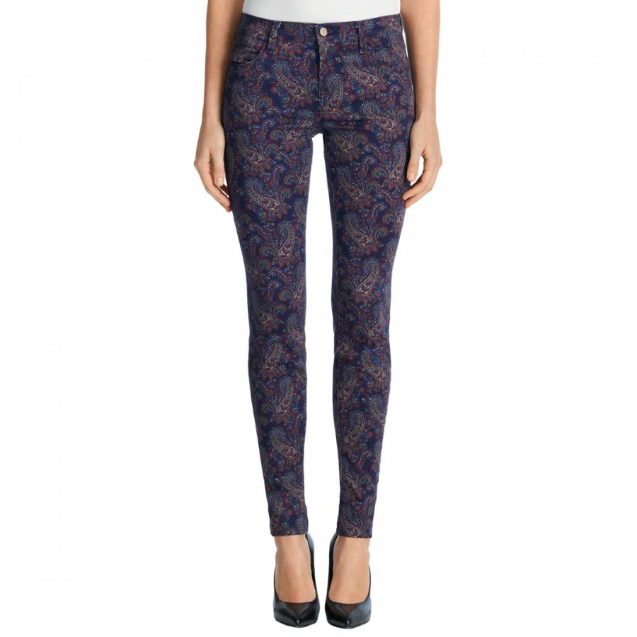 Paisley Print Mid Rise Skinny Stretch Jeans - BrandAlley