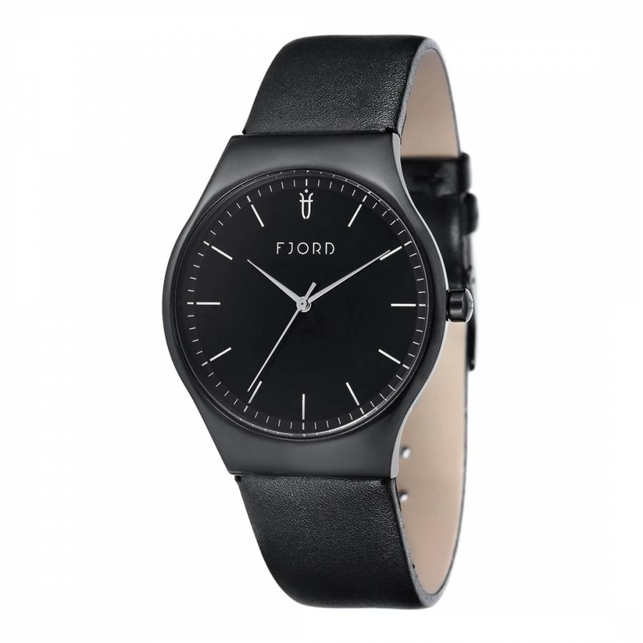 Men's Black Stainless Steel/Leather Olle Watch - BrandAlley