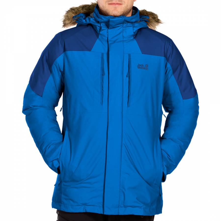Dijk Profeet Geslaagd Men's Azure Blue Newfoundland Parka Winter Hardshell Jacket - BrandAlley