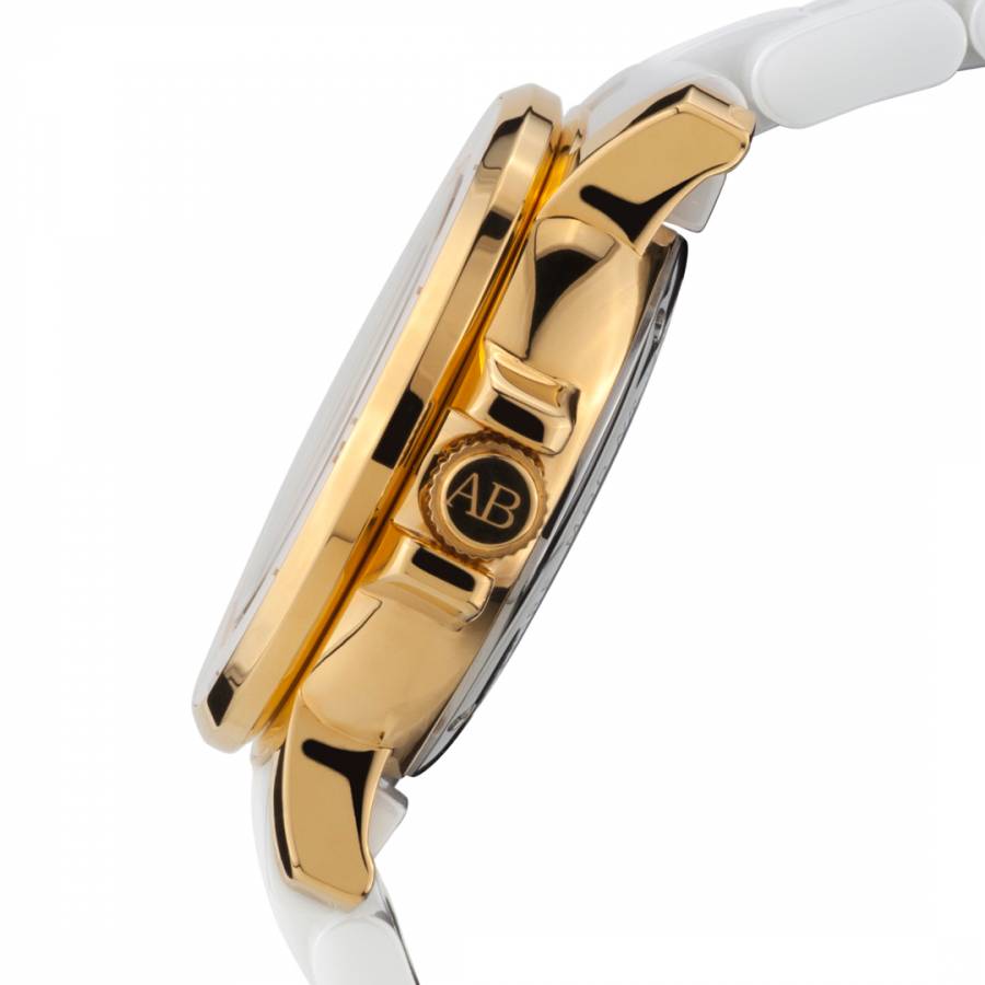Women's White/Gold Diamond Aphrodite Weiss Ceramic Watch - BrandAlley