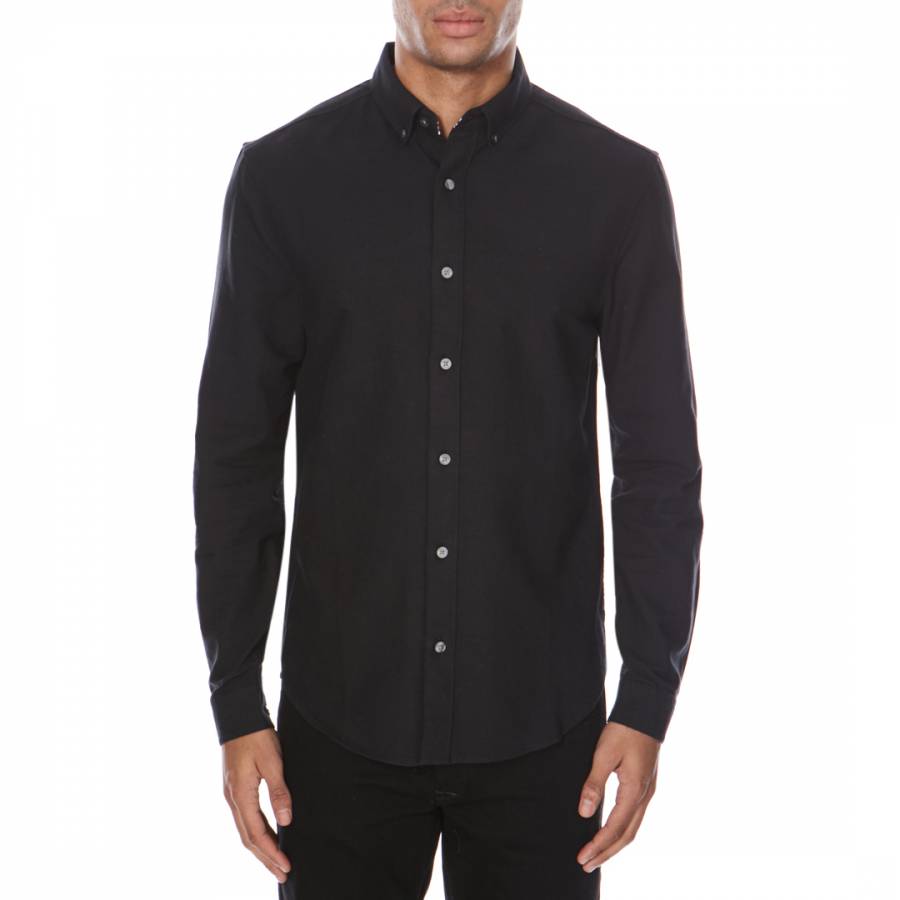Black Cotton Oxford Slim Fit Shirt - BrandAlley
