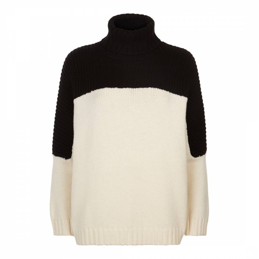 beige chunky roll neck jumper