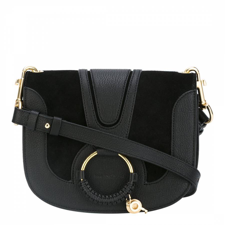 Black Leather/Suede Small Hana Crossbody Bag - BrandAlley