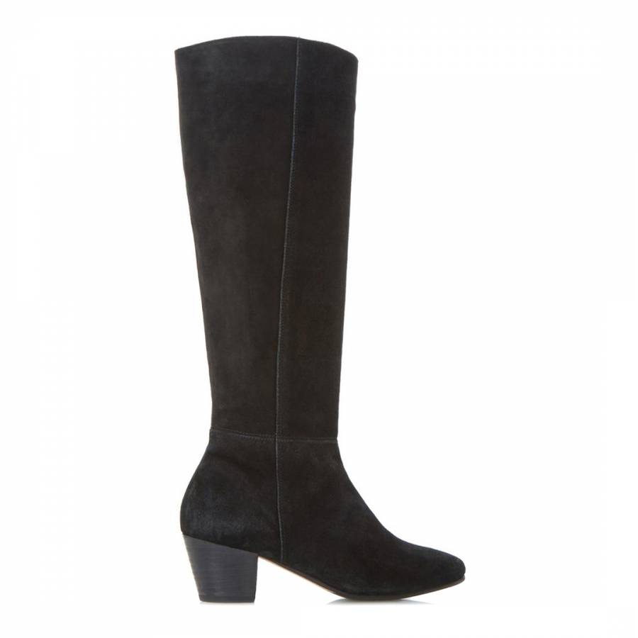 Black Suede Pull On Tarry Knee High Boots - BrandAlley