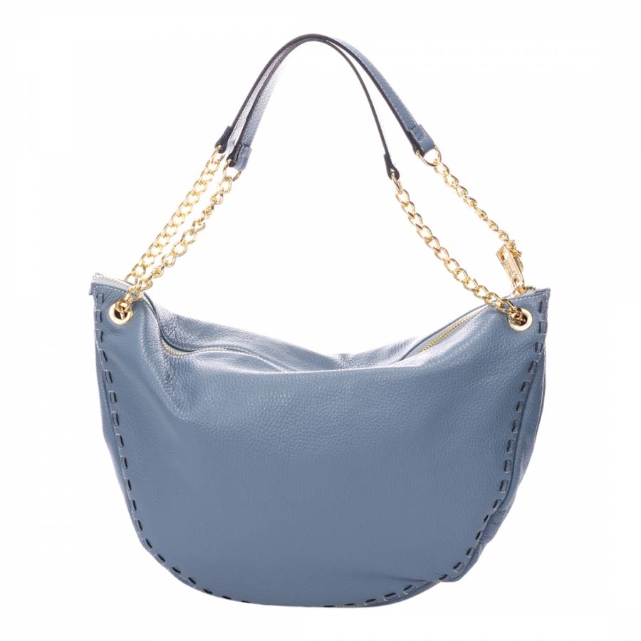 Blue Chain Leather Top Handle Bag - BrandAlley