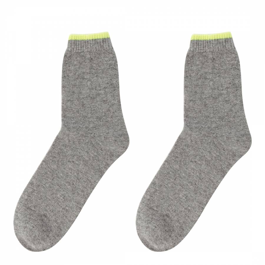 Grey/Yellow Cashmere Socks - BrandAlley