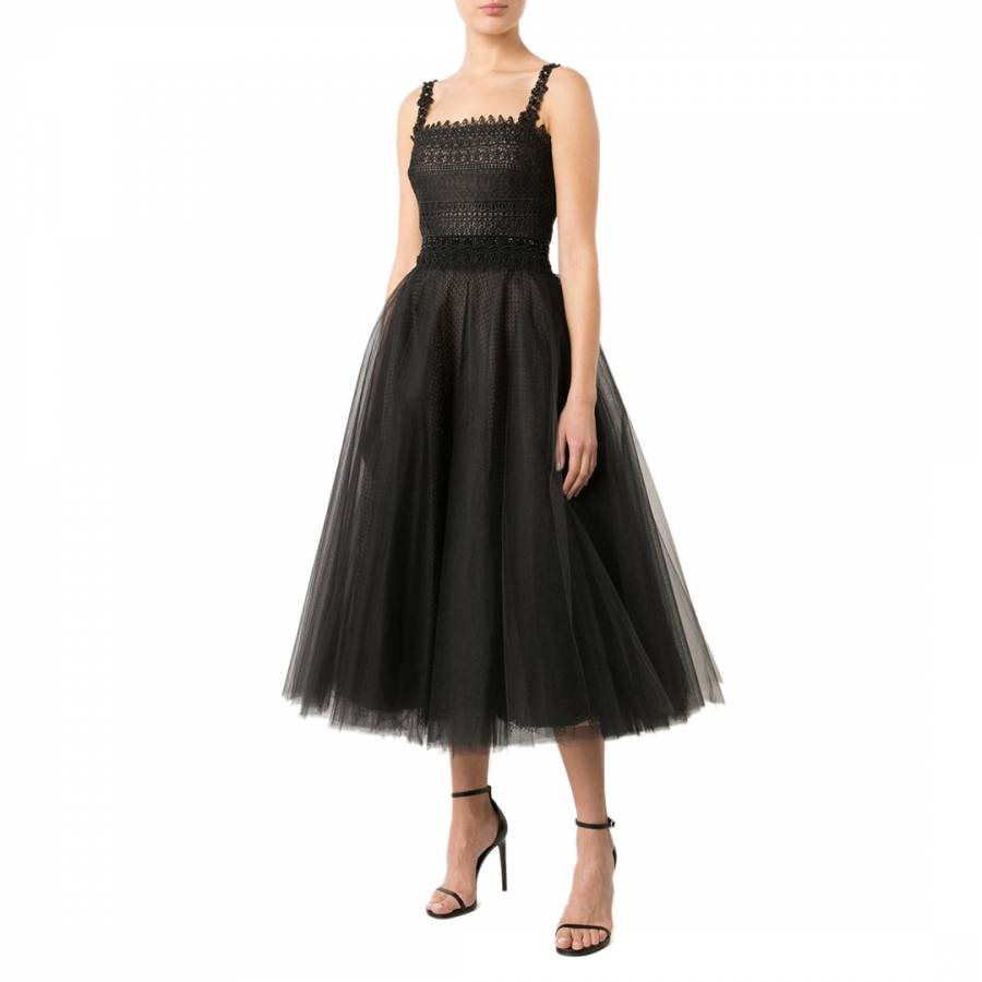 Black Sleeveless Lace And Tulle Tea Dress - BrandAlley