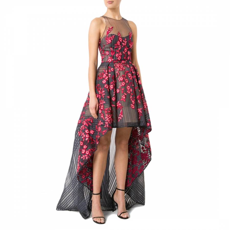 Navy High Low Floral Gown - BrandAlley