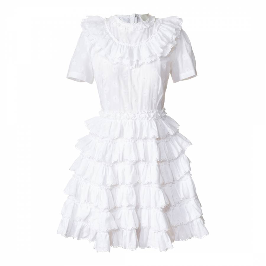 White Paisley Cotton Christobel Frill Dress - BrandAlley