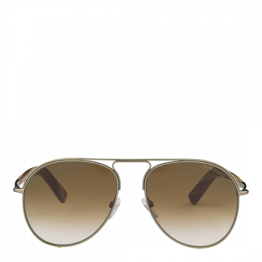 Men's Shiny Silver / Graduated Brown Sunglasses 56mm - BrandAlley