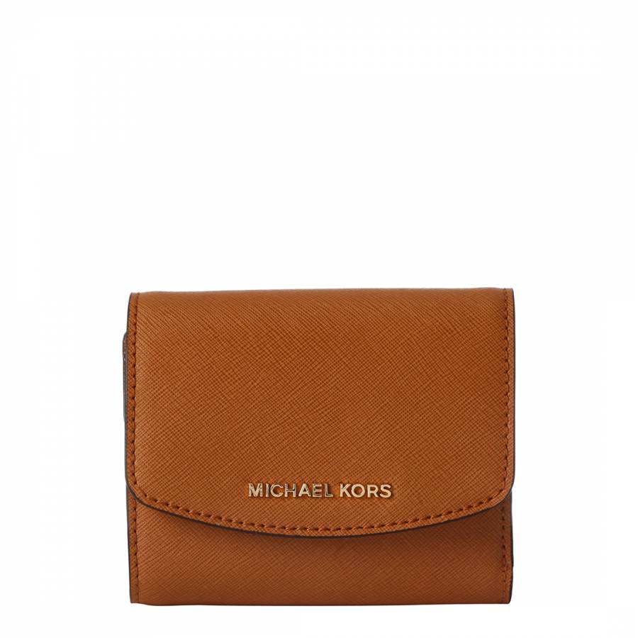 Tan Leather Small Trifold Wallet 