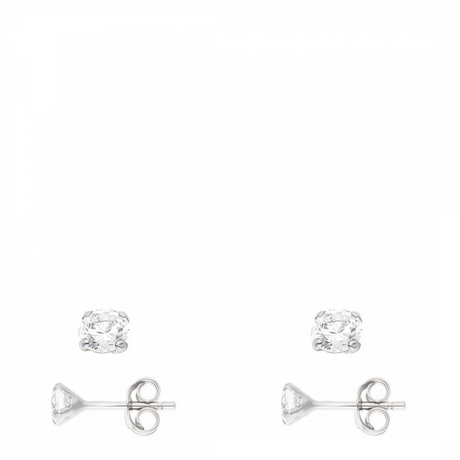 Silver/White Zirconia Earrings - BrandAlley