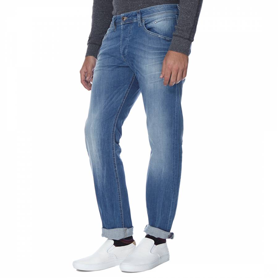 Faded Blue Belther Stretch Slim Fit Jeans - BrandAlley