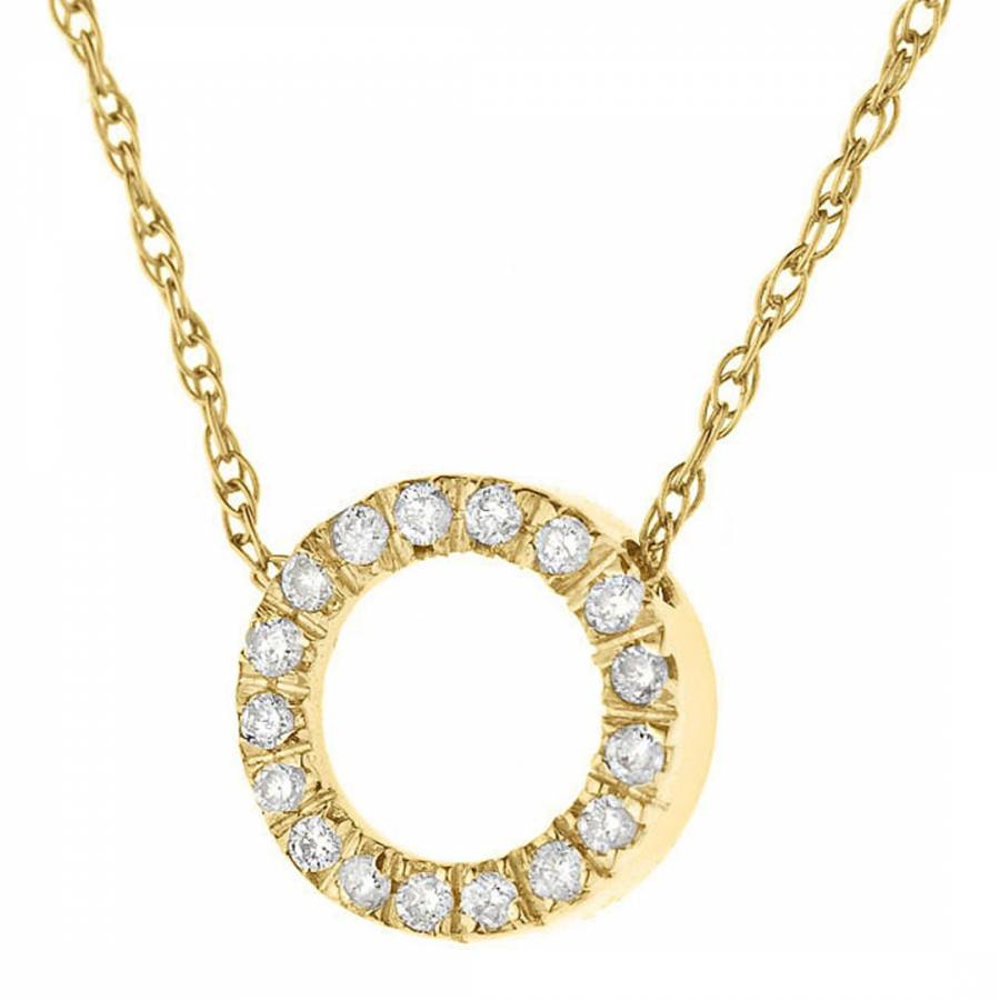 Yellow Gold Circle Diamond Necklace - BrandAlley