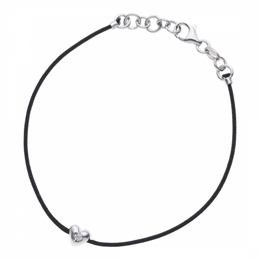 Black Nylon String Diamond Heart Bracelet 0.05cts - BrandAlley