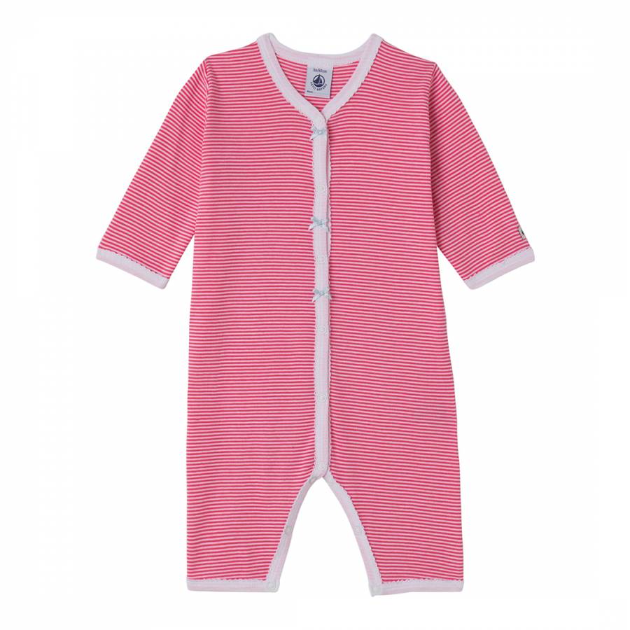 Baby Girl's Red/White Footless Striped Sleepsuit - BrandAlley