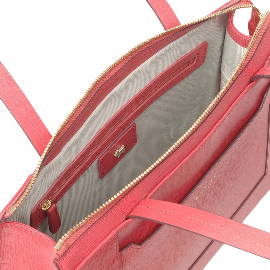 Pink Medium Leather Hardwick Ziptop Tote Bag - BrandAlley