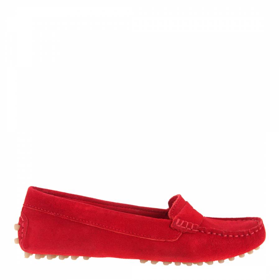 Women's Red Leather Loafers - BrandAlley