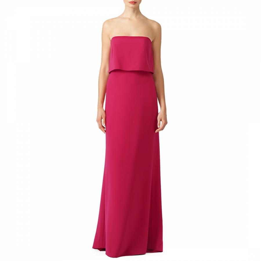 Pink Cerise Strapless Tiered Top Slim Gown - BrandAlley