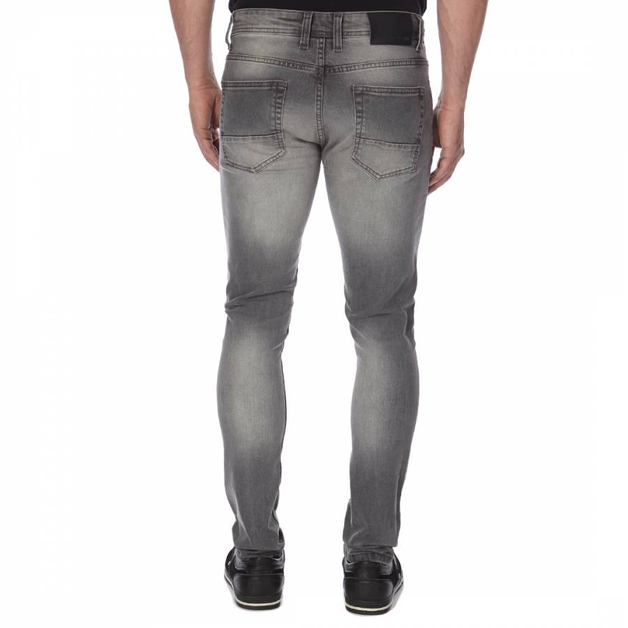 Grey Slim Damage Jeans - BrandAlley