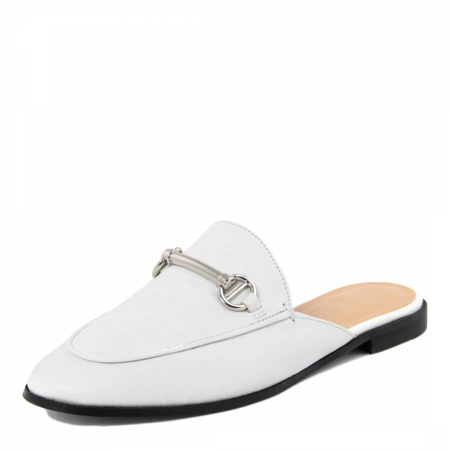 White Leather Slip On Loafers - BrandAlley