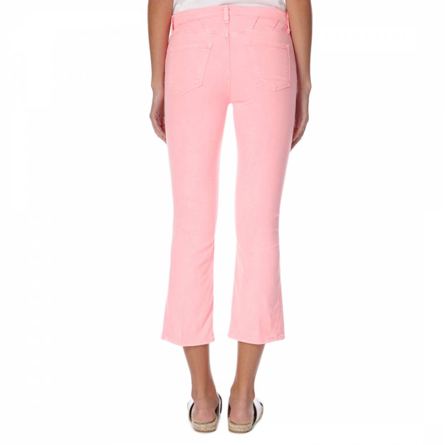 Pink Selena Mid Rise Boot Cut Cropped Stretch Jeans - BrandAlley