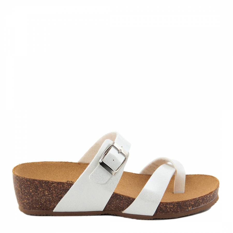 White Glitter Toe Thong Footbed Sandals - BrandAlley