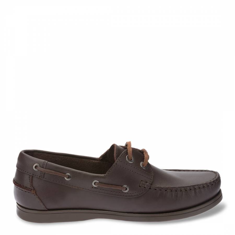 Men's Dark Brown Leather Boat Shoes - BrandAlley
