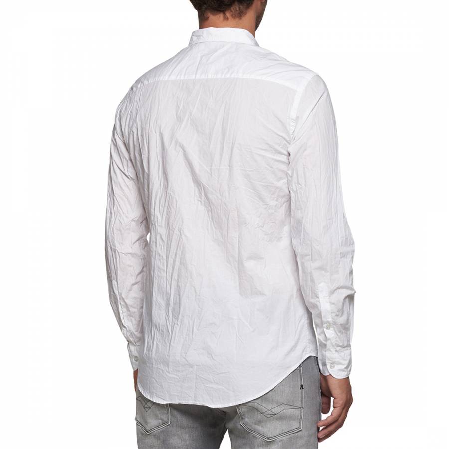 White Cotton Wrinkled Buttoned Smart Shirt - BrandAlley