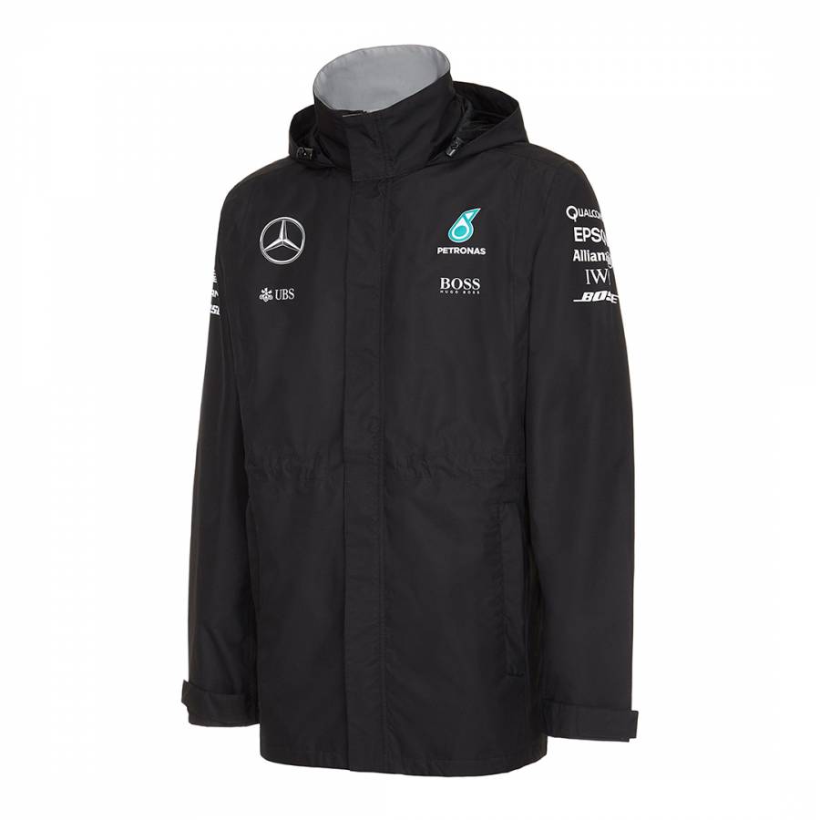 Men's Black Mercedes AMG-Petronas Rain Jacket - BrandAlley