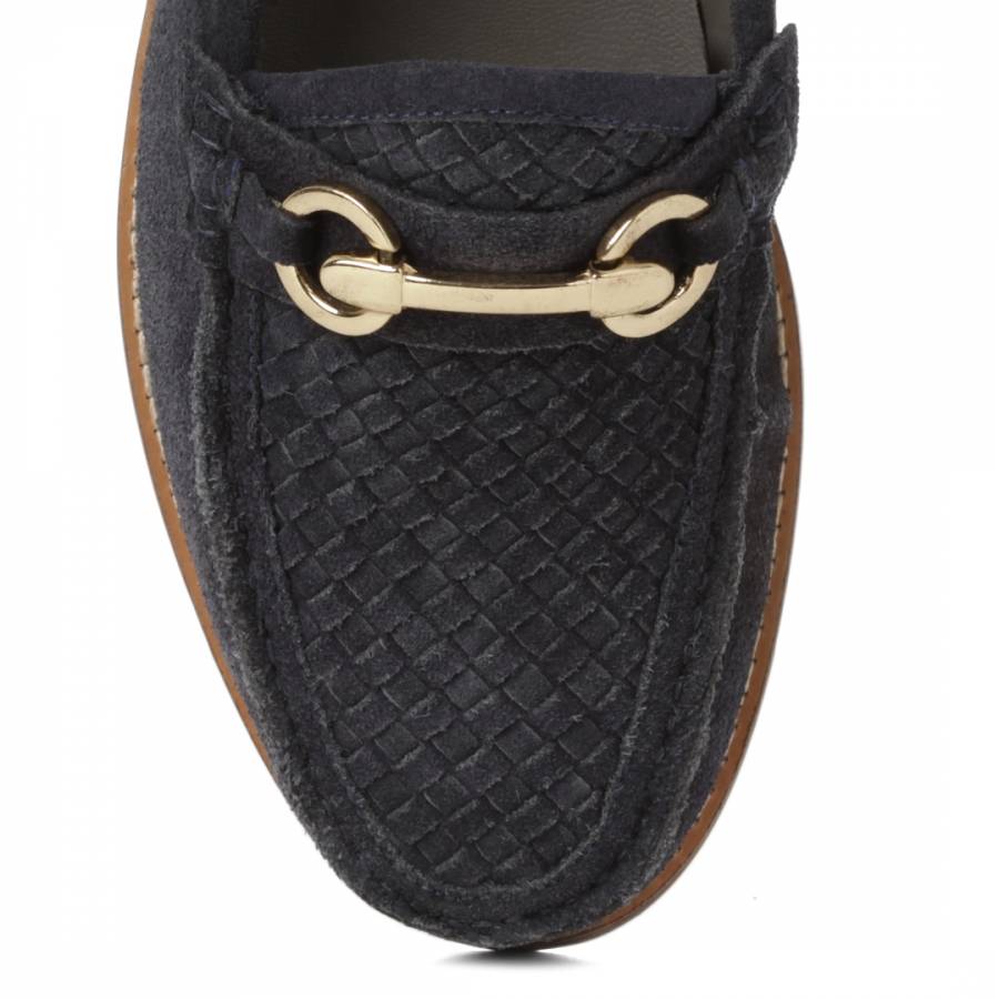 Navy Suede Kent Woven Vamp Loafers - BrandAlley